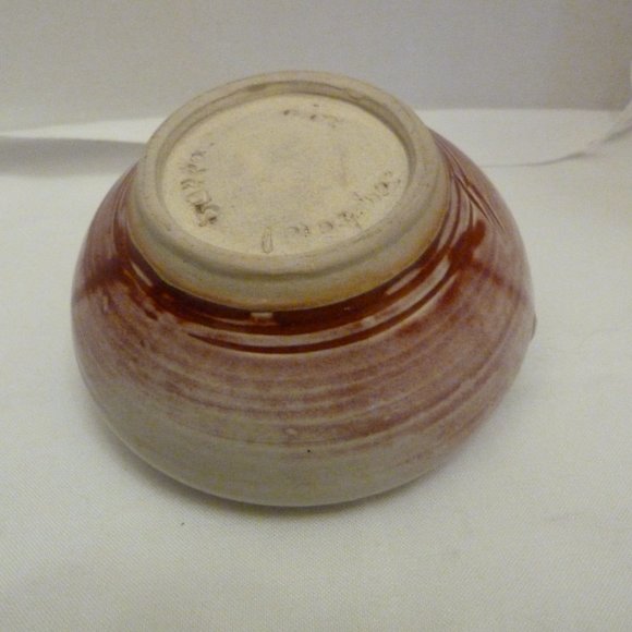 Handcrafted North Carolina Art Pottery 5 Inch 2-Handled Bowl by L3 Smith Pottery - Picture 10 of 14